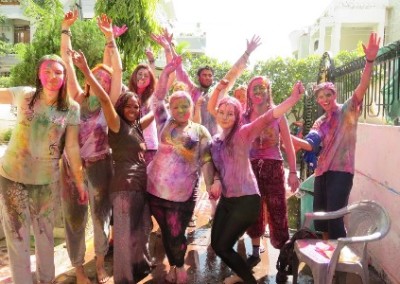 Hands in the air Holi festival India