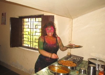 Volunteer cooking Holi festival India