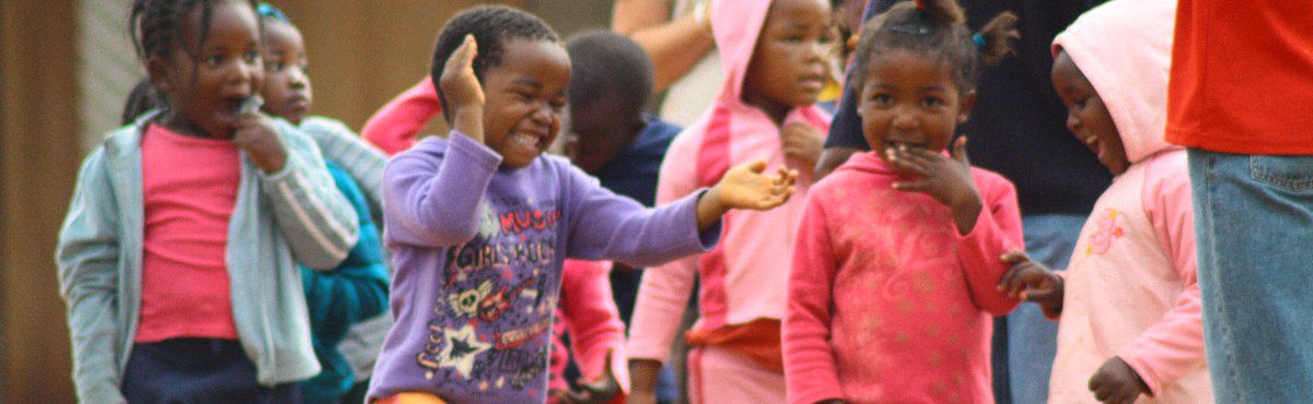 kids laughing during sports day in zambia