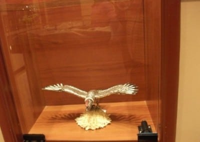 Bird on display Inca jewellery making cooperative Peru