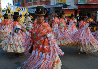 Carnival traditional dress construction and animal welfare Bolivia