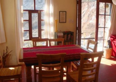 Dining area sports coaching and community work Bolivia