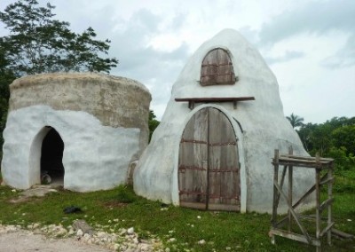 Dome homes family building Belize