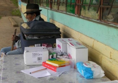 Elderly man and supplies rural public health Ecuador