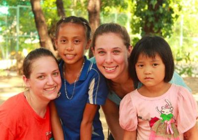 Female volunteers with children Teaching assistant Thailand