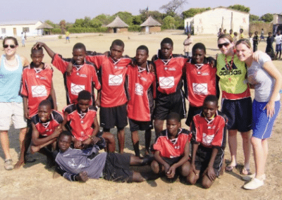 Girls teaching football Sports Development and Rural Community Work in Zambia