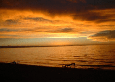 panoramic view of sunset over lake Titicaca