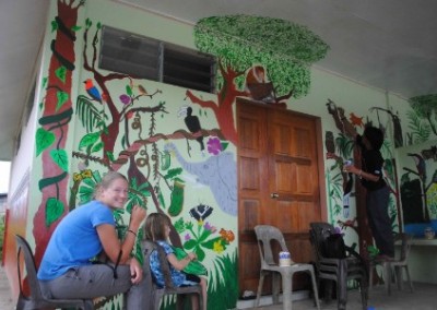 Nearly finished mural environmental conservation and community empowerment in Borneo
