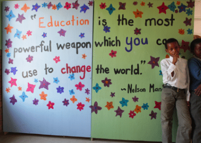 Nelson Madela quote painted on wall Wild Coast computer literacy and arts South Africa