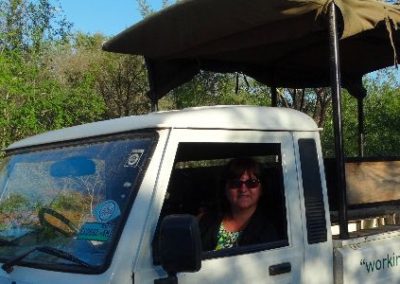 On placement Conservation Internship Jackie in truck
