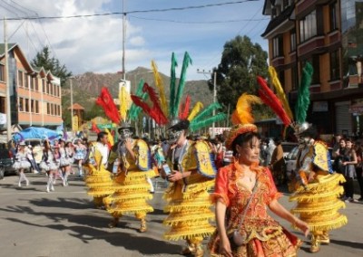 Street parade family community development Bolivia