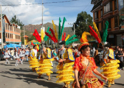 Street parade sports coaching and community work Bolivia
