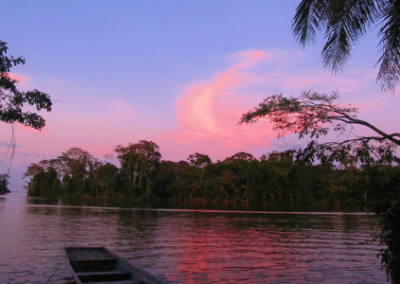 Sunset reflected in river rainforest conservation Costa Rica
