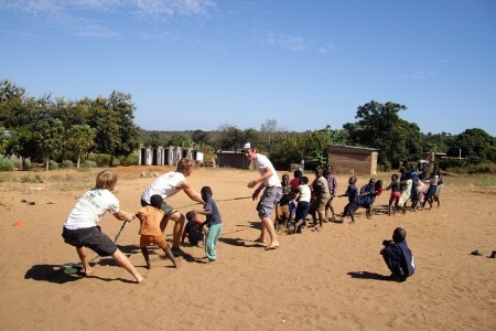 Tug of war Community Volunteering at Christmas in Zambia