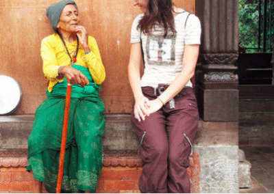 Volunteer and elderly woman Women's Empowerment in India