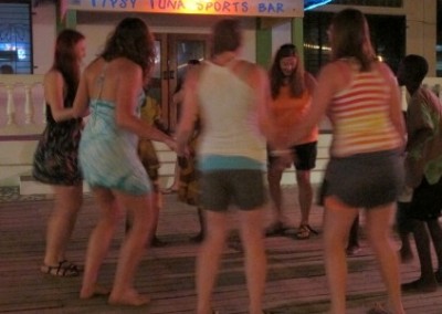 Volunteer circle games dance therapy Belize