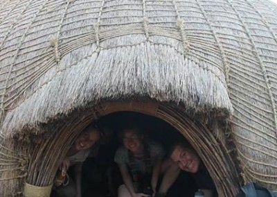 Volunteers in hut Conservation and Ecology Internship in Swaziland