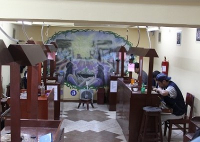 Work stations Inca jewellery making cooperative Peru