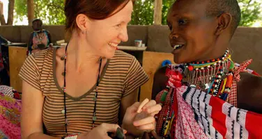 female intern with a masai woman Make long lasting friends on an internship overseas