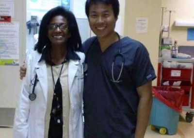 student with doctor in clinic