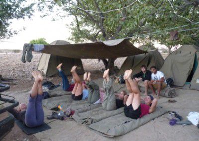 yoga in build camp Namibia