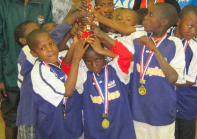 Celebrating winning an award Sports Development with Rural Schools in Swaziland