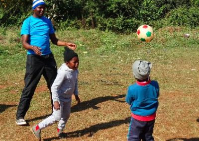 Football practice sports volunteering in Swaziland
