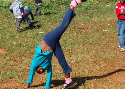 Gymnast in action sports volunteering in Swaziland