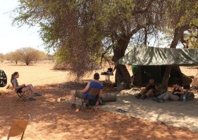 Sat in the camp Elephant and Water Access project Namibia