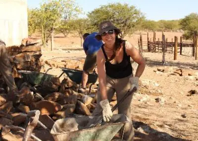 Smiling volunteer Elephant and Water Access project Namibia