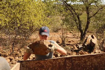 Collecting rocks Elephant and Water Access project Namibia