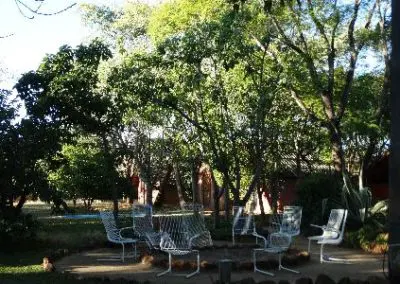 Bulawayo volunteer accommodation fire pit and pool area