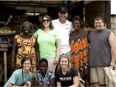 Faculty-led program in Ghana NGO volunteer meeting with locals
