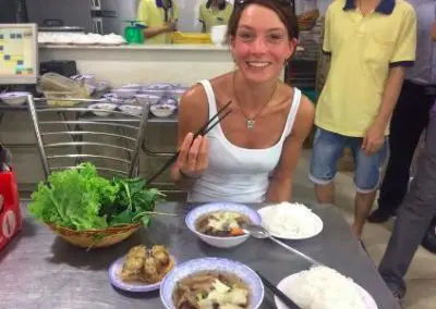 Volunteer Sarah Eating Local Food_Vietnam