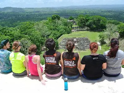 Faculty-led group overlooking landscape in Belize