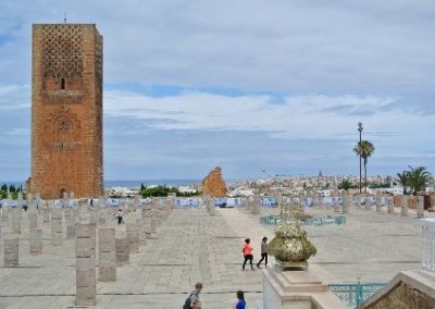 Marrakech skyline featuring a stunning mosque.