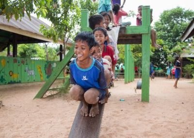 Students in playground slide