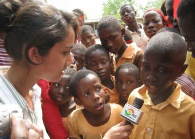 Participant interviewing a student