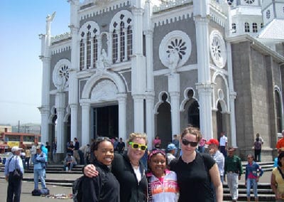 Volunteers outside church Costa Rica