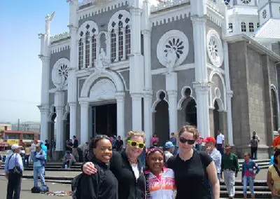 Volunteers outside church Costa Rica