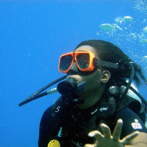 under water shot of diver swimming