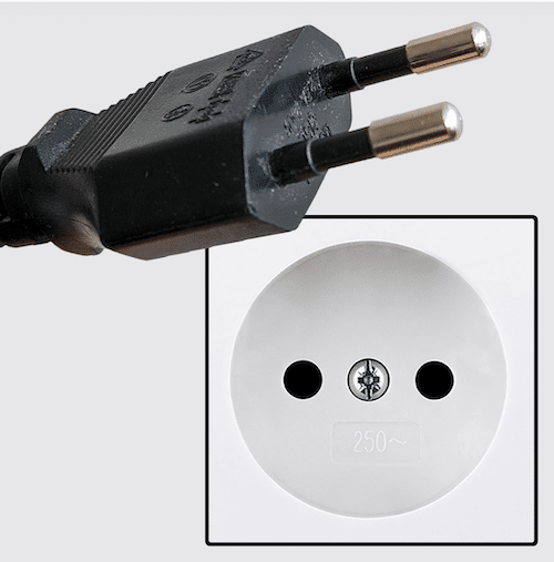 Type C plug and plug socket with 2 prongs 