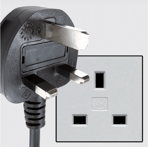 Type G type plug and socket with 3 prongs