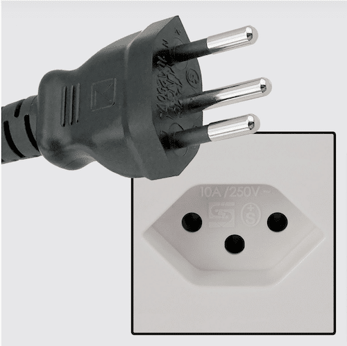 Type J plug and Socket with 3 prongs Plug Type J with 3 prongs