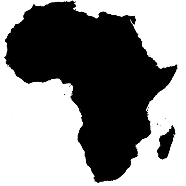 africa continent silhouette isolated on map