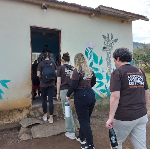 group of volunteers and school